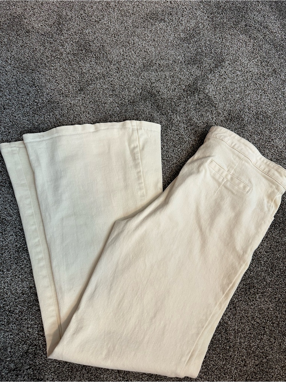West of Melrose Cream Flare Pants XL High Rise Stretch Wide Leg Y2K Boho Retro